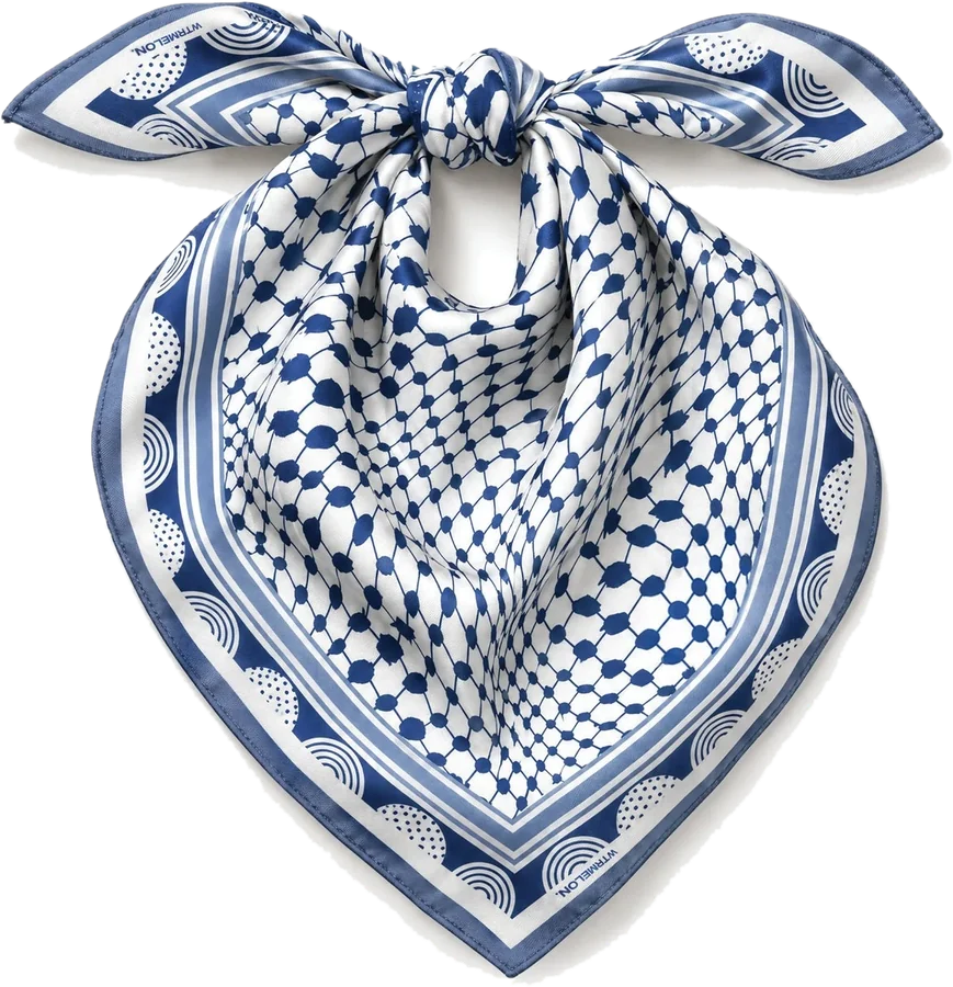 Roots silk bandana, blue, tied