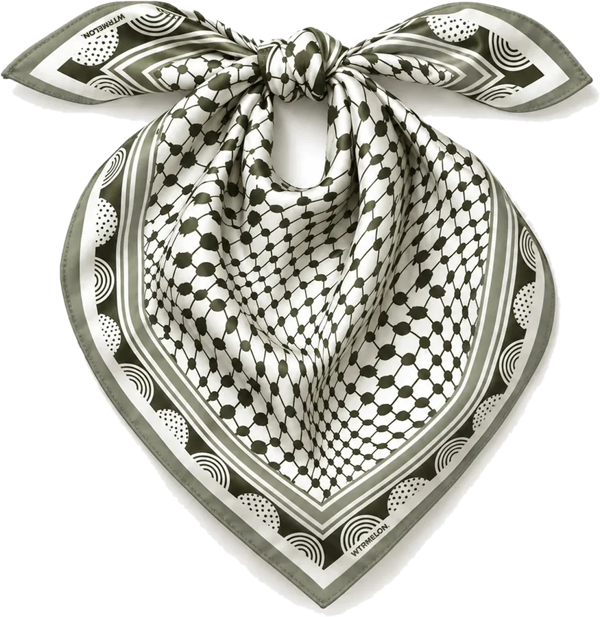 Roots silk bandana, green, tied